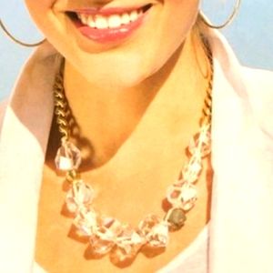 Silpada K&R Necklace Raw Stone gray pyrite  Larger crystal Beads